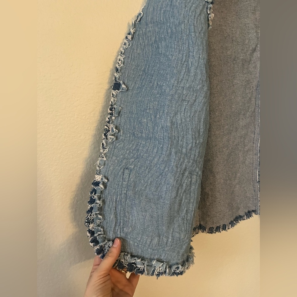 Handmade Denim Patchwork Frayed Vest Women's Size M - Picture 9 of 12